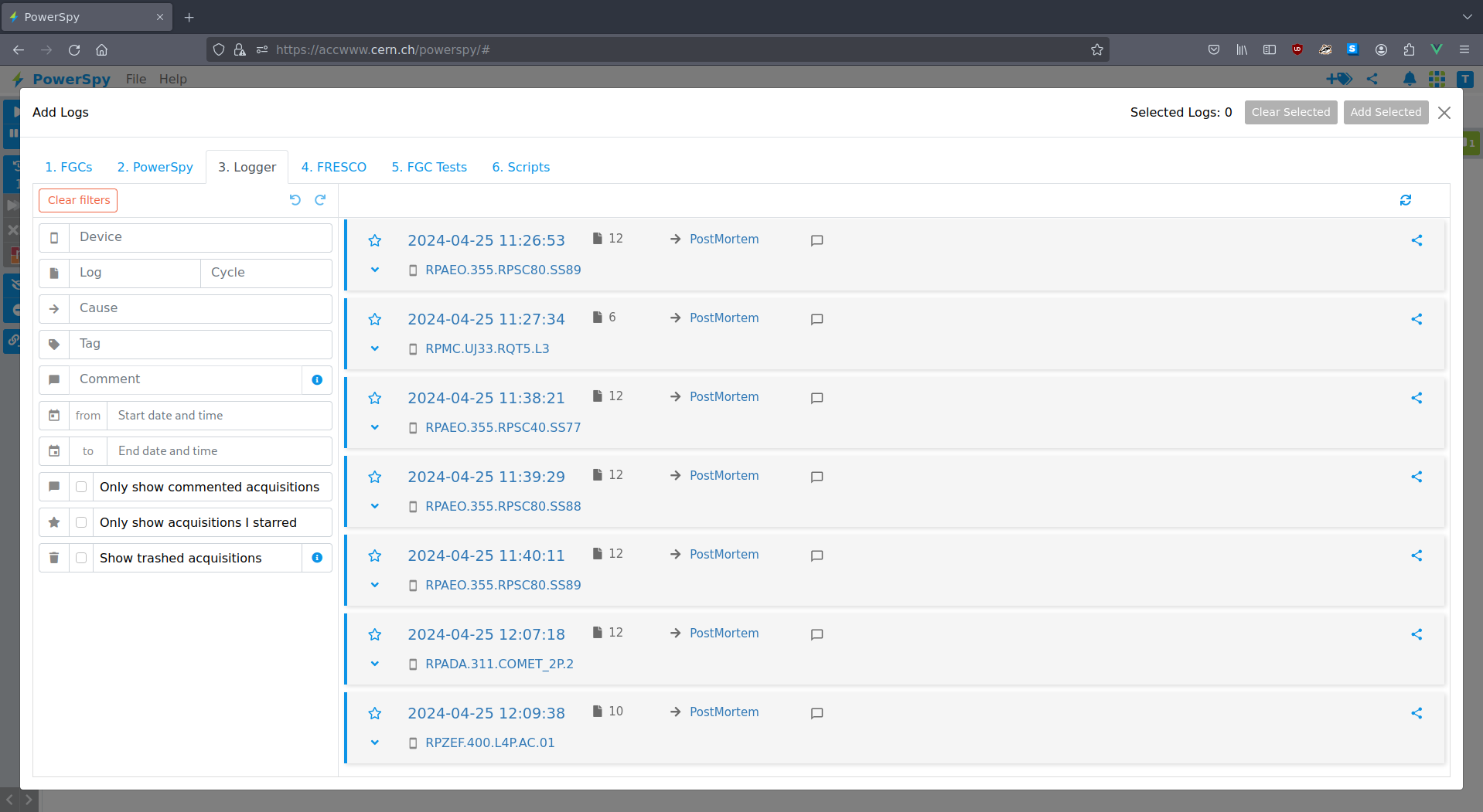 FortLogs search view